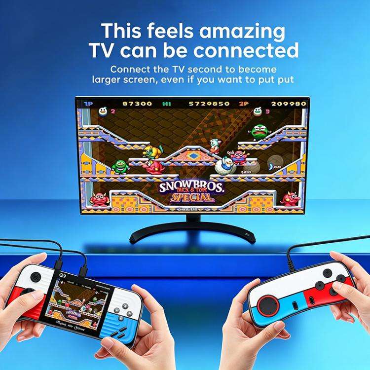 G9 3.0 inch Screen Portable Retro Handheld Video Game Console Built-in 600 Games, Model:Triple(Blue)