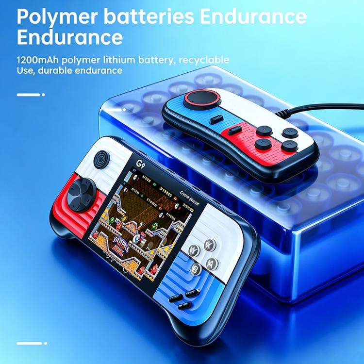 G9 3.0 inch Screen Portable Retro Handheld Video Game Console Built-in 600 Games, Model:Triple(Blue)