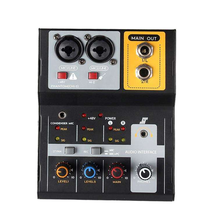 F-2A Multi-function Professional 2-way Recording Mixer USB Live Streaming Sound Card(Black)