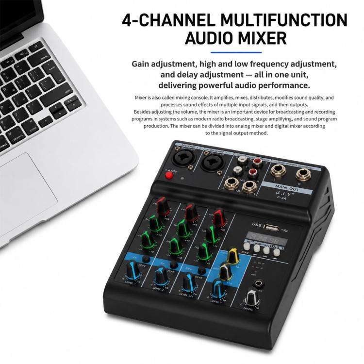 F-4A Multi-function Professional 4-way Recording Mixer Bluetooth Live Streaming Sound Card, Plug ...