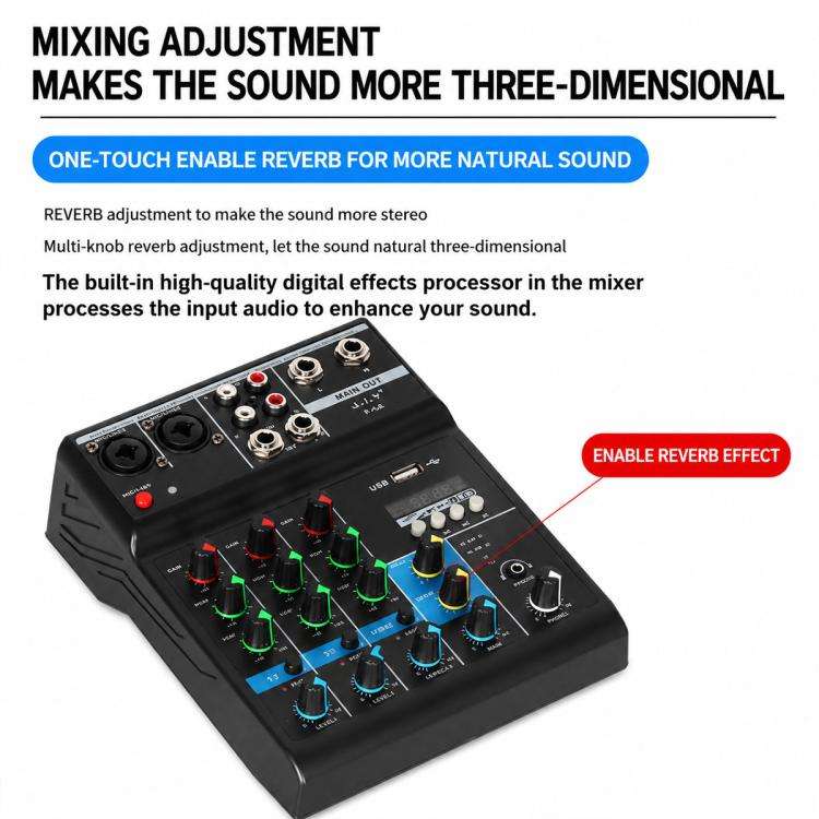 F-4A Multi-function Professional 4-way Recording Mixer Bluetooth Live Streaming Sound Card, Plug ...