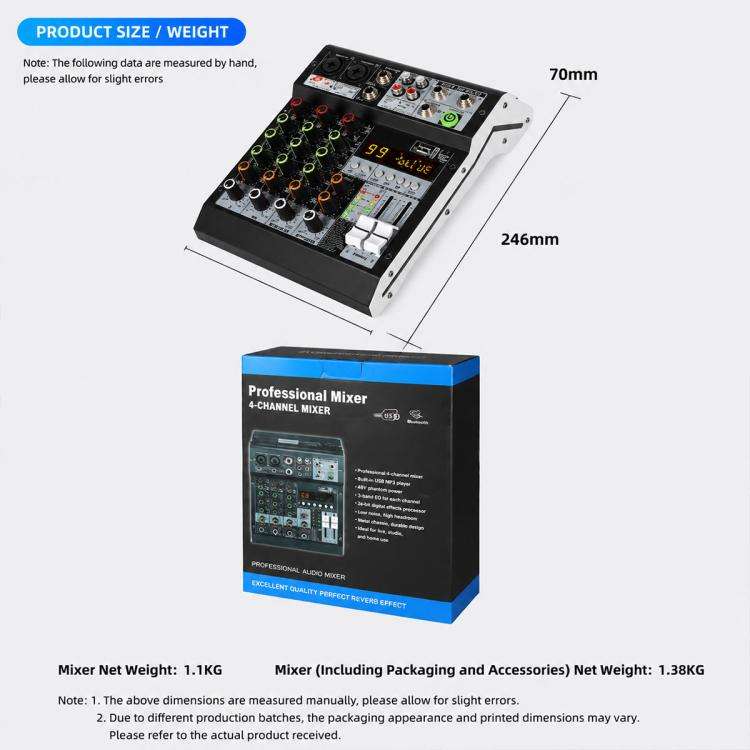 TP-4M 4-Channel Multi-function Professional Recording Mixer Bluetooth Sound Card, Plug Type:EU Pl...