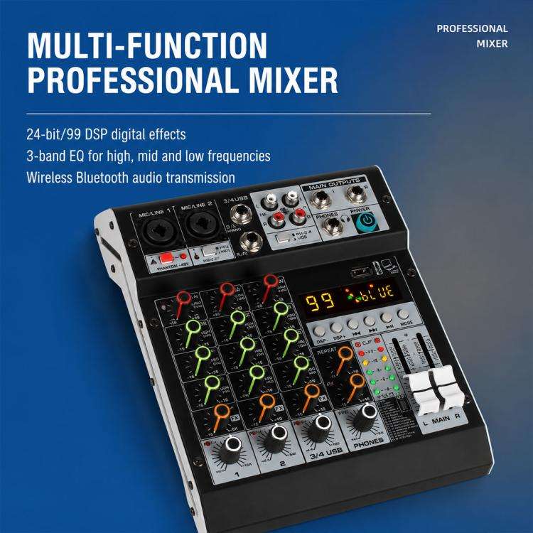 TP-4M 4-Channel Multi-function Professional Recording Mixer Bluetooth Sound Card, Plug Type:EU Pl...