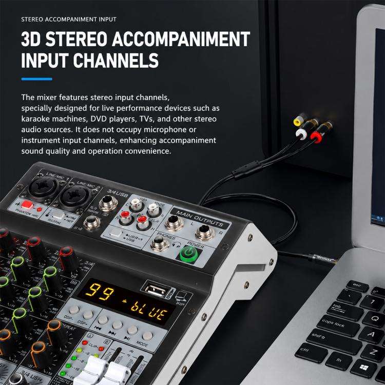 TP-6M 6-Channel Multi-function Professional Recording Mixer Bluetooth Sound Card, Plug Type:EU Pl...