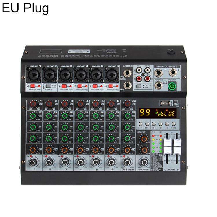 TP-8M 8-Channel Multi-function Professional Recording Mixer Bluetooth Sound Card, Plug Type:EU Pl...