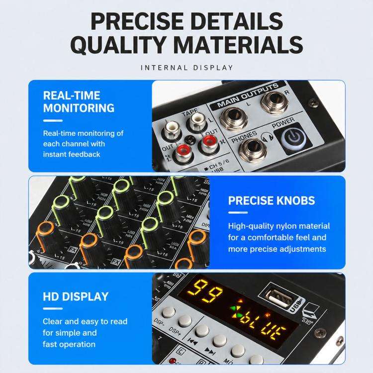 TP-8M 8-Channel Multi-function Professional Recording Mixer Bluetooth Sound Card, Plug Type:US Pl...