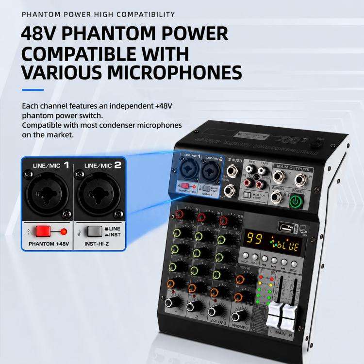 TP-8M 8-Channel Multi-function Professional Recording Mixer Bluetooth Sound Card, Plug Type:US Pl...