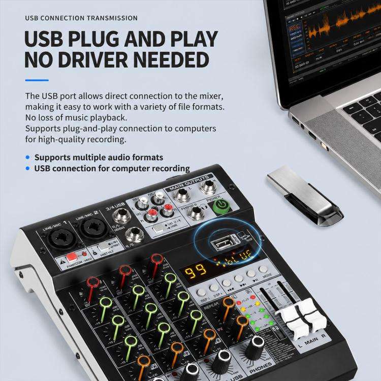 TP-8M 8-Channel Multi-function Professional Recording Mixer Bluetooth Sound Card, Plug Type:US Pl...