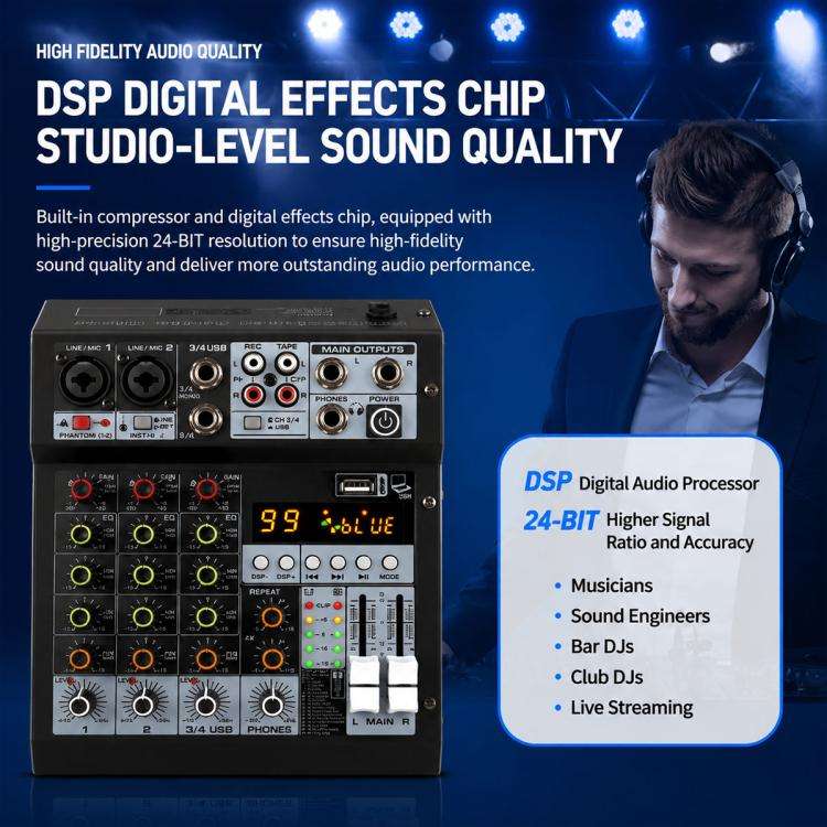 TP-8M 8-Channel Multi-function Professional Recording Mixer Bluetooth Sound Card, Plug Type:US Pl...