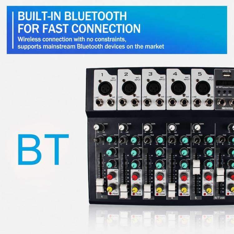 F4 4-Channel Multi-function Professional Bluetooth Live Streaming Mixer, Plug Type:EU Plug(Black)