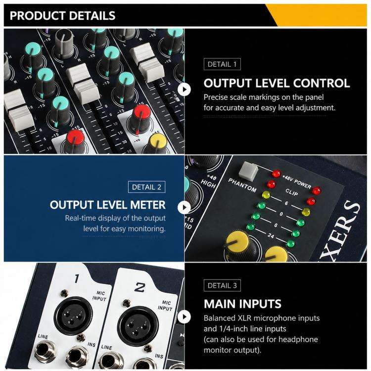 F7 7-Channel Multi-function Professional Bluetooth Live Streaming Mixer, Plug Type:US Plug(Black)