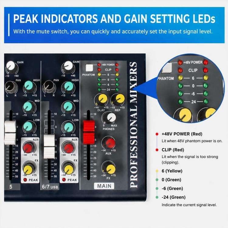 F7 7-Channel Multi-function Professional Bluetooth Live Streaming Mixer, Plug Type:US Plug(Black)