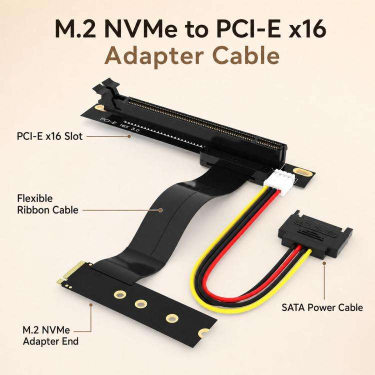 M2 NVME SSD To PCI-E 16X Adapter Cable(0.2m)