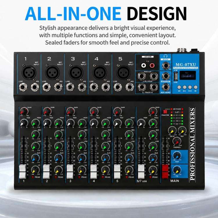MG-04 4-Channel Multi-function Professional Bluetooth Live Streaming Recording Mixer, Plug Type:U...