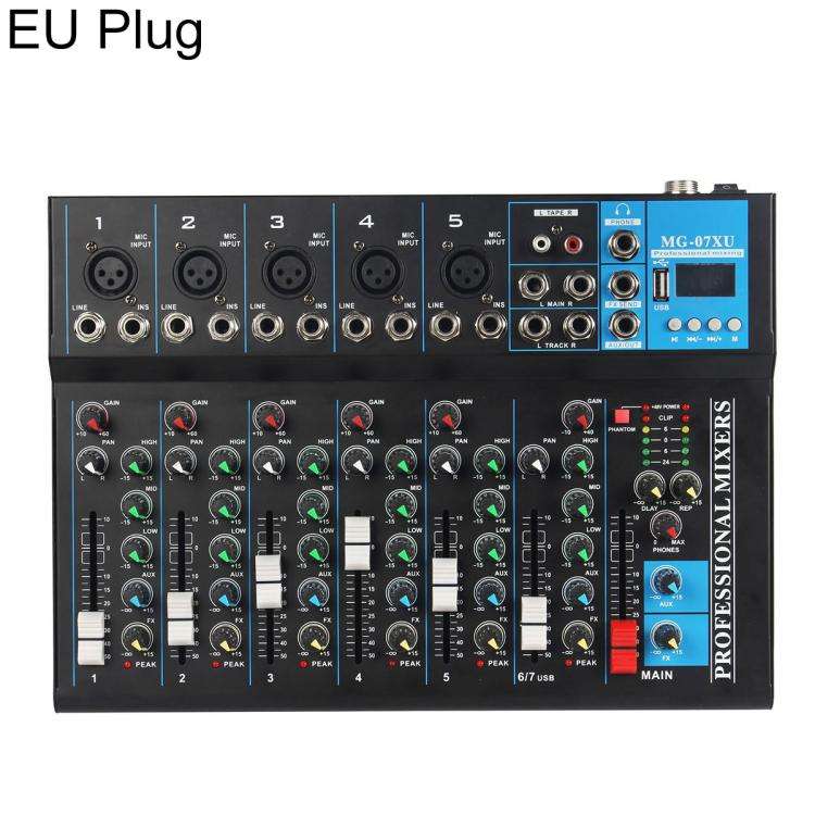 MG-07 7-Channel Multi-function Professional Bluetooth Live Streaming Recording Mixer, Plug Type:E...