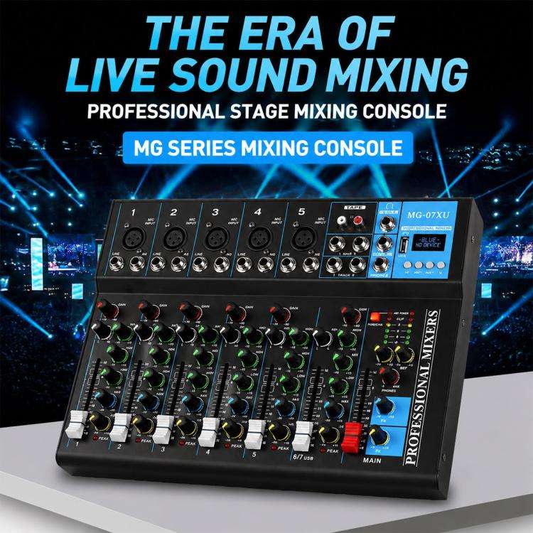 MG-07 7-Channel Multi-function Professional Bluetooth Live Streaming Recording Mixer, Plug Type:U...