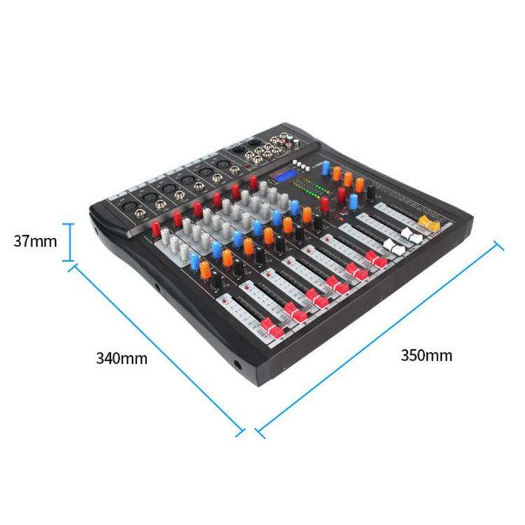 CT-6 6-Channel Professional Bluetooth Mixer with Amplifier, Plug Type:EU Plug(Black Grey)