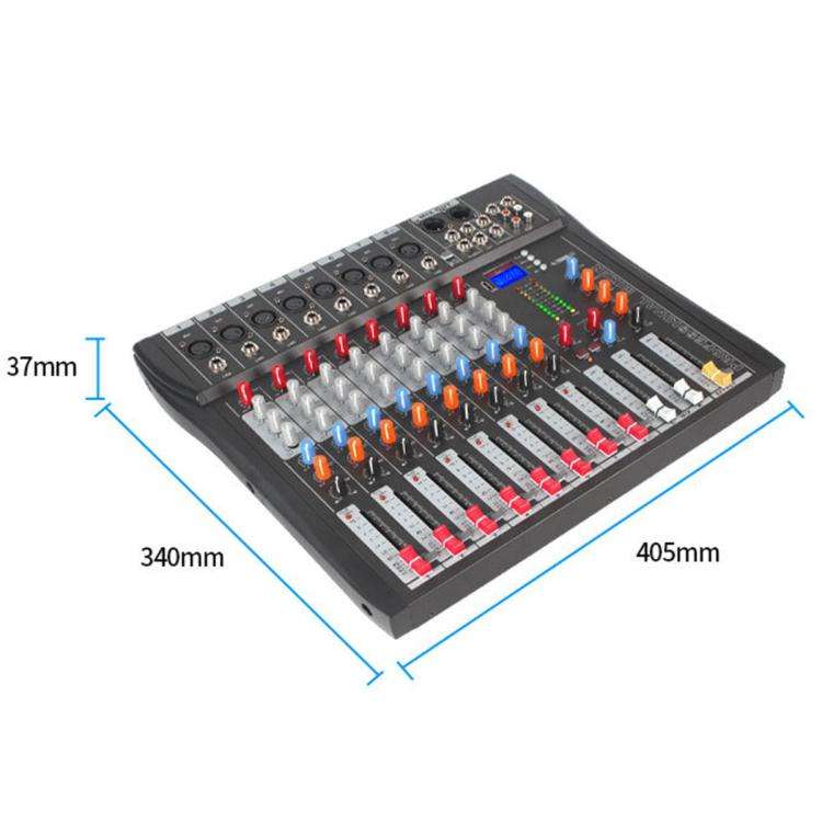 CT-8 8-Channel Professional Bluetooth Mixer USB Sound Card, Plug Type:US Plug(Black Grey)