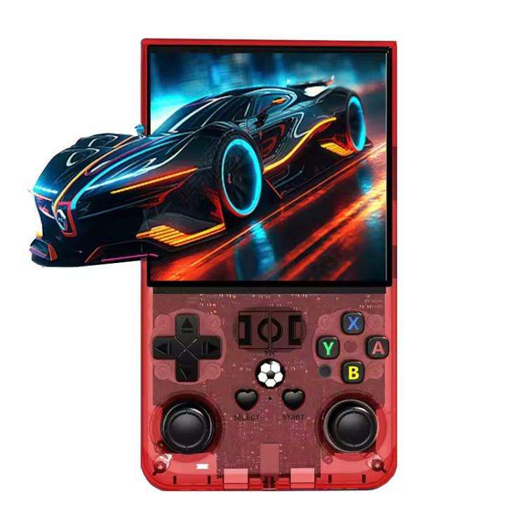 R36 MAX 4-inch IPS HD Handheld Retro Game Console Built-in 18,000+ Games, External TF card:64G(Red)