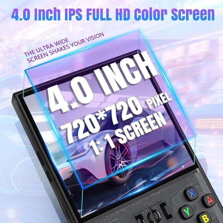 R36 MAX 4-inch IPS HD Handheld Retro Game Console Built-in 18,000+ Games, External TF card:64G(Red)