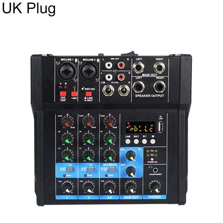 G4A 4-Channel Multi-function Professional Bluetooth Mixer, Plug Type:US Plug(Black)