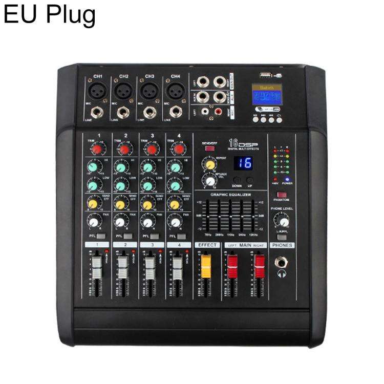 402D 4-Channel Multi-function Professional Bluetooth Mixer with Amplifier, Plug Type:EU Plug(Black)