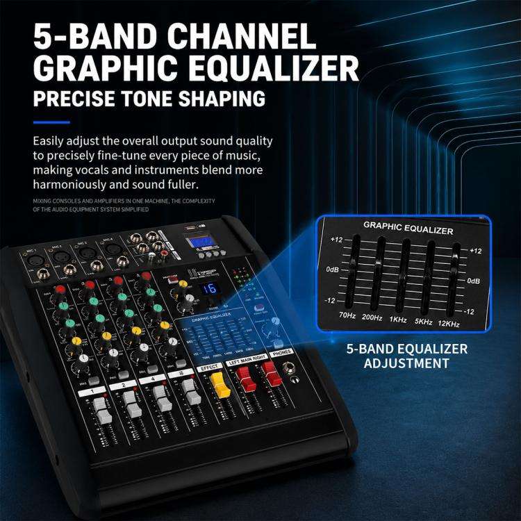402D 4-Channel Multi-function Professional Bluetooth Mixer with Amplifier, Plug Type:UK Plug(Black)