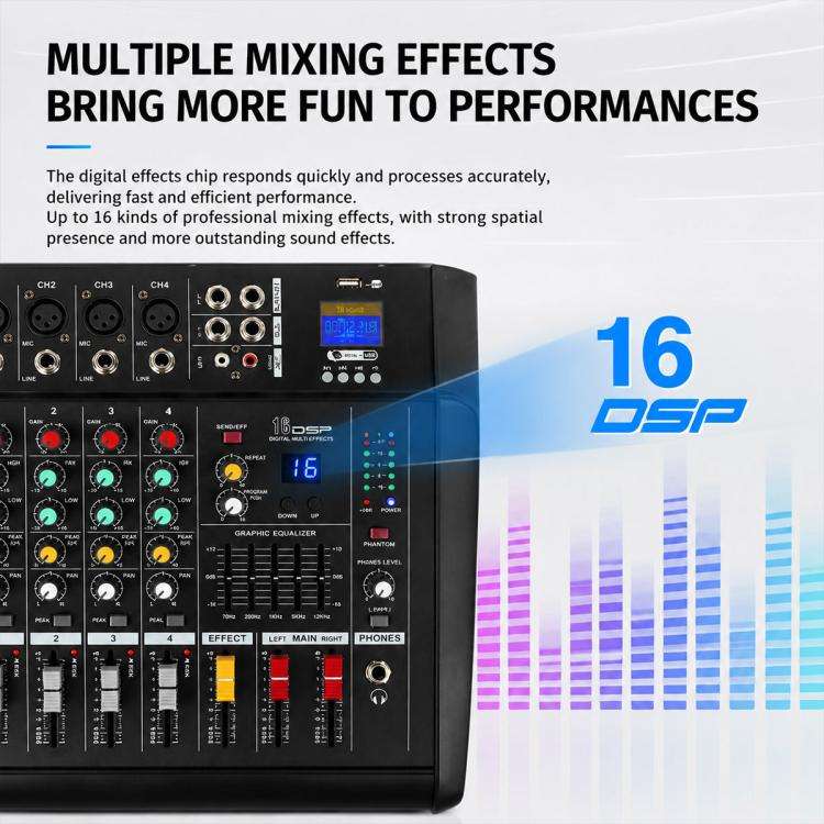 402D 4-Channel Multi-function Professional Bluetooth Mixer with Amplifier, Plug Type:UK Plug(Black)