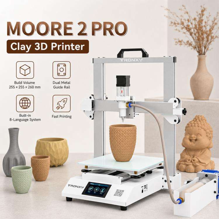 TRONXY MOORE 2 Pro Ceramic 3D Printer, Model:Standard 1L(US Plug)