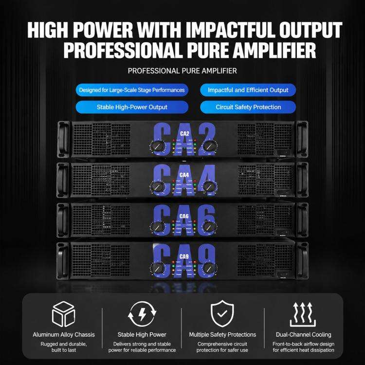 CA2 700W Stage Dual-Channel Pure Audio Power Amplifier(UK Plug)