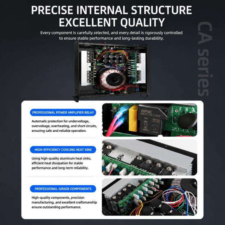 CA12 2000W Stage Dual-Channel Pure Audio Power Amplifier(EU Plug)