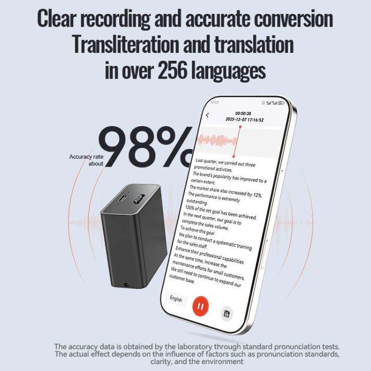 Q65A Long Standby Magnetic Smart Voice Recorder Supports AIREC-APP, Memory:32GB(Black)