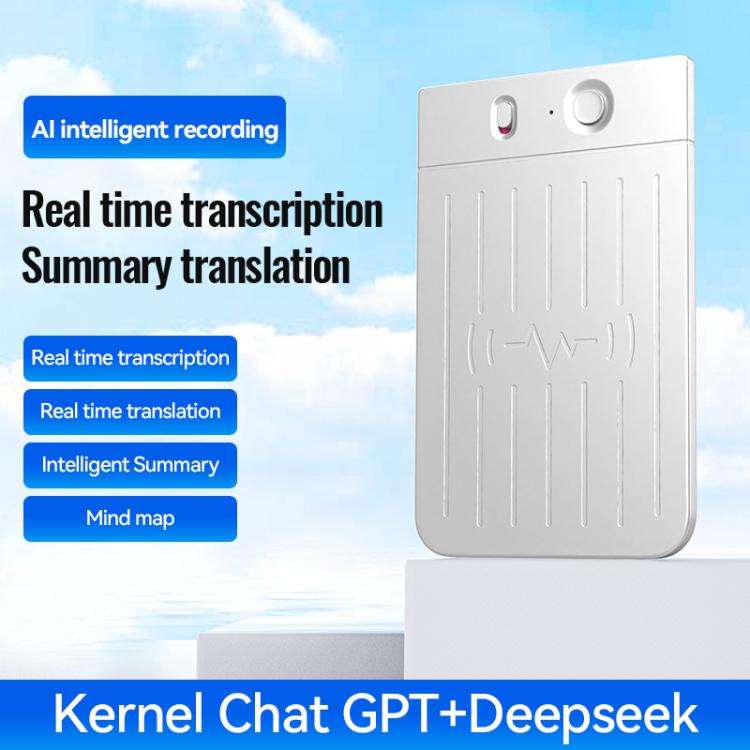 A3 Dual-key Voiceprint Ultra-thin AI Smart Voice Recorder Support AIREC-APP, Memory:16GB(White)