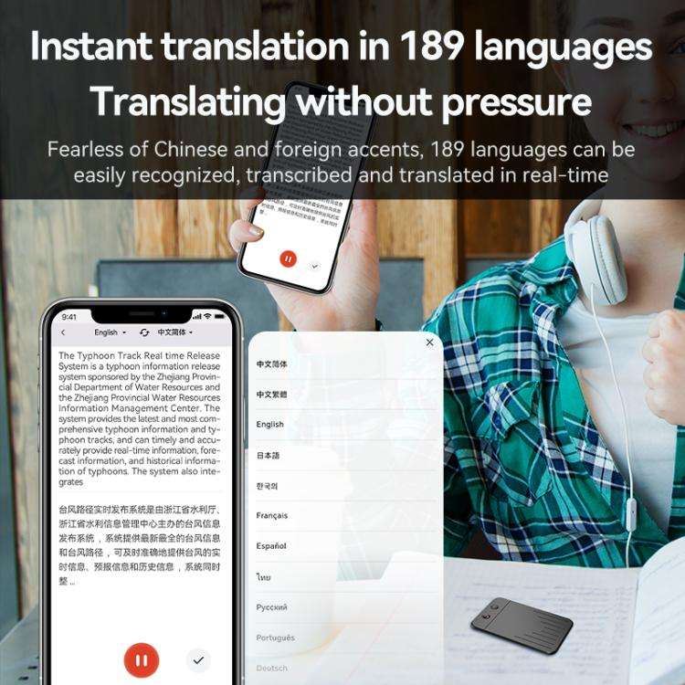 A3 Dual-key V-stripe Texture Ultra-thin AI Smart Voice Recorder Support AIREC-APP, Memory:16GB(Bl...