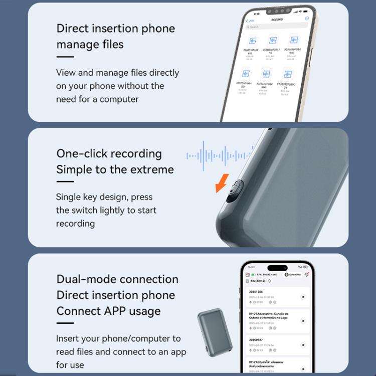 C32 Type-C USB Drive Voice Recorder, Memory:8GB(Dark Blue)