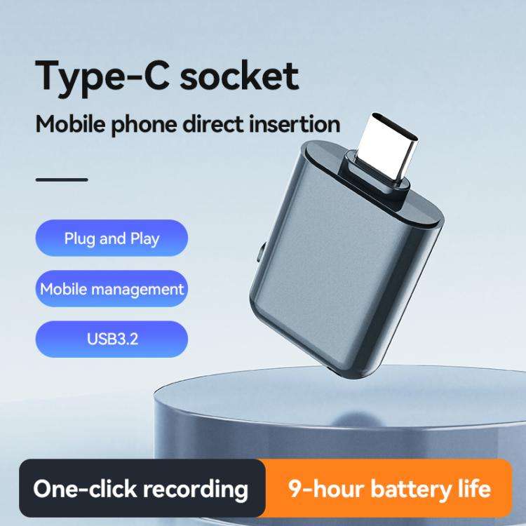 C32A Type-C USB Drive AI Voice Recorder, Memory:4GB(Dark Blue)