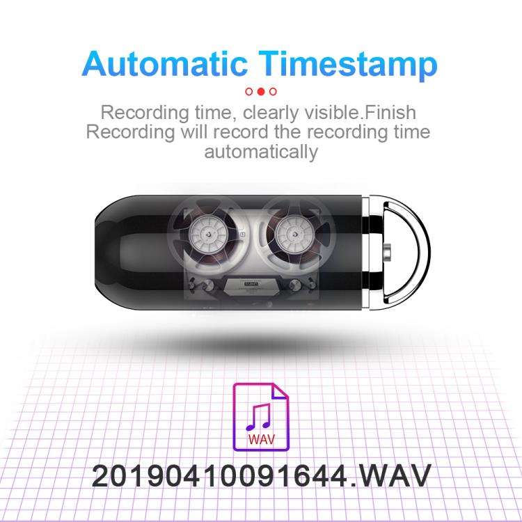 S1 Keychain Mini Voice Recorder, Memory:8GB(Black)
