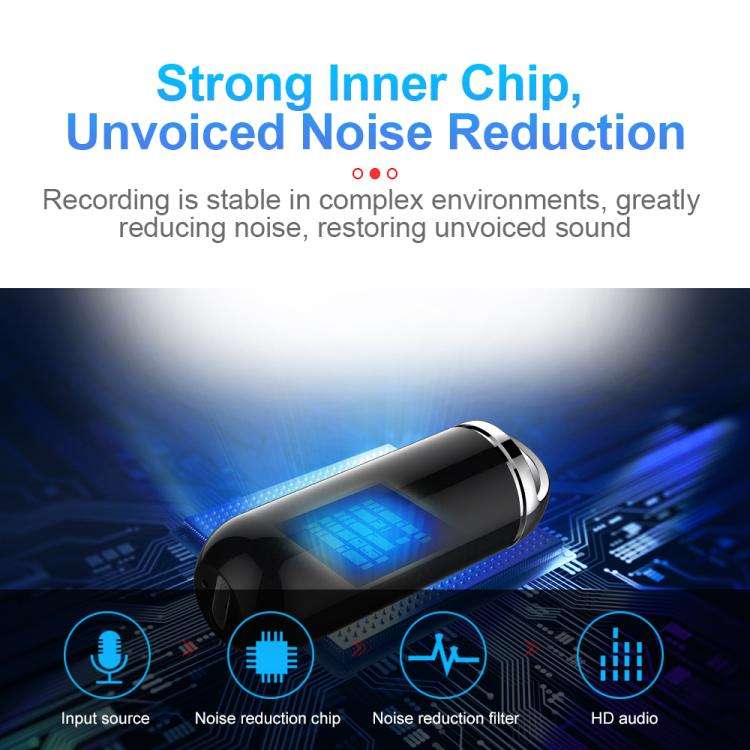 S1 Keychain Mini Voice Recorder, Memory:8GB(Black)