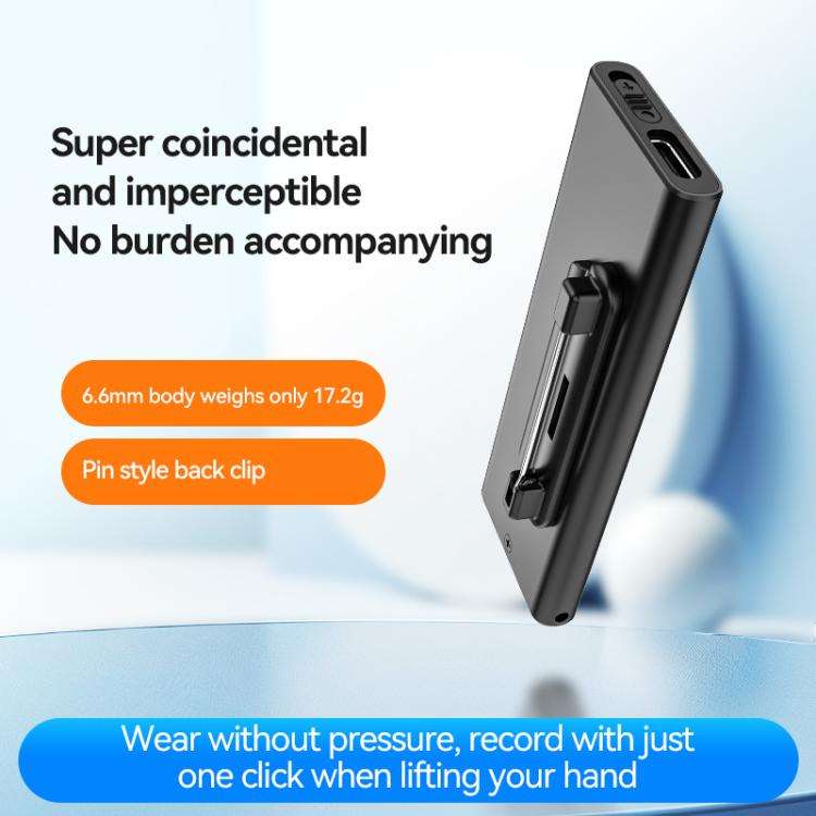 Q31P 0.42-inch Screen Pin-style Voice Recorder, Memory:32GB(Black)