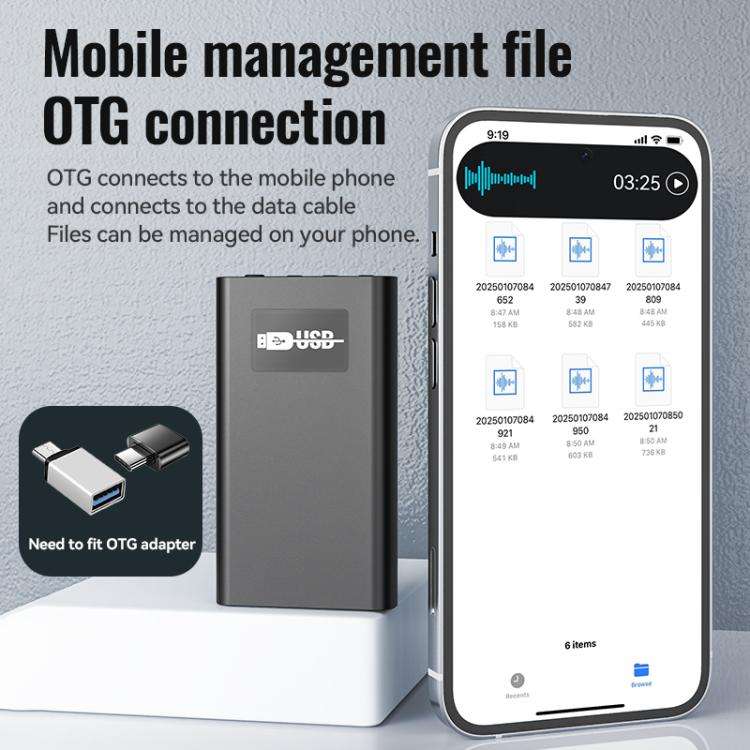 Q86 0.77-inch Screen Ultra-long Standby Smart Digital Voice Recorder, Memory:8GB(Black)