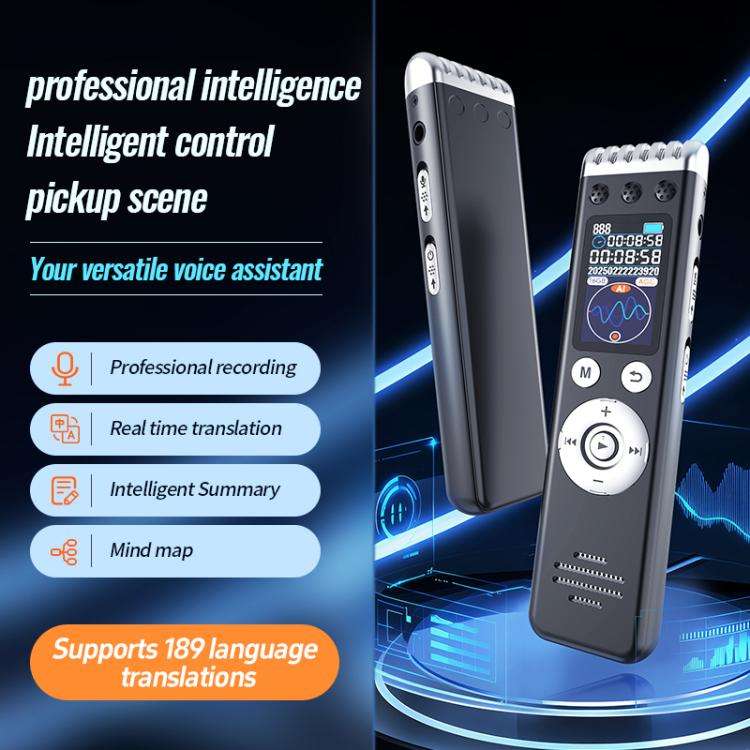 Q88A 1.14-inch Screen Multi-function HD Smart Voice Recorder Support AIREC-APP, Memory:16GB(Black)
