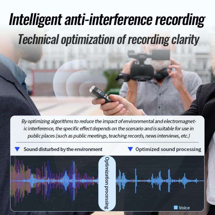 Q88A 1.14-inch Screen Multi-function HD Smart Voice Recorder Support AIREC-APP, Memory:16GB(Black)