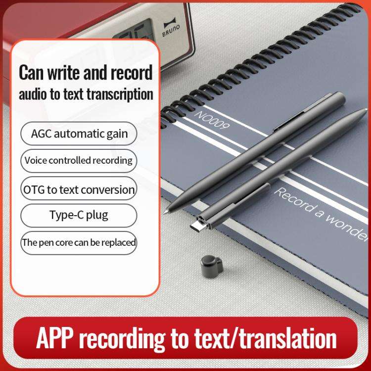 Q97 2-in-1 Voice Recording & Handwriting Pen, Memory:4GB(Black)