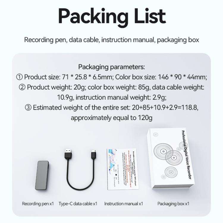 A7 Employee ID Badge AI Voice Recorder with Pin Support AIREC-APP, Memory:64GB(Grey)