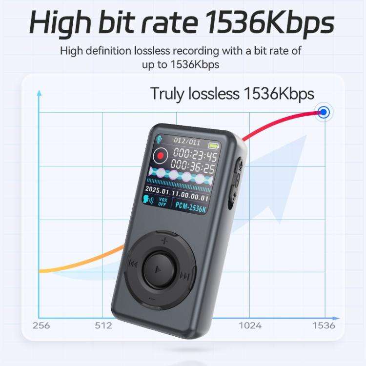 M21 Business Collar Style Voice Recorder with 0.85-inch TFT Display, Memory:4GB(Dark Grey)