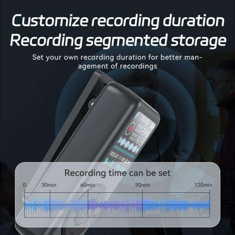 M21 Business Collar Style Voice Recorder with 0.85-inch TFT Display, Memory:32GB(Dark Grey)