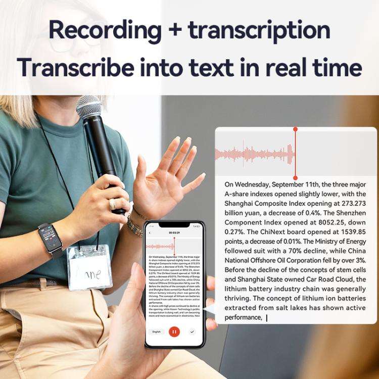 S18A 1.47-inch Screen AI Dialogue Translation Voice Recording Bracelet Support AIREC-APP, Memory:...