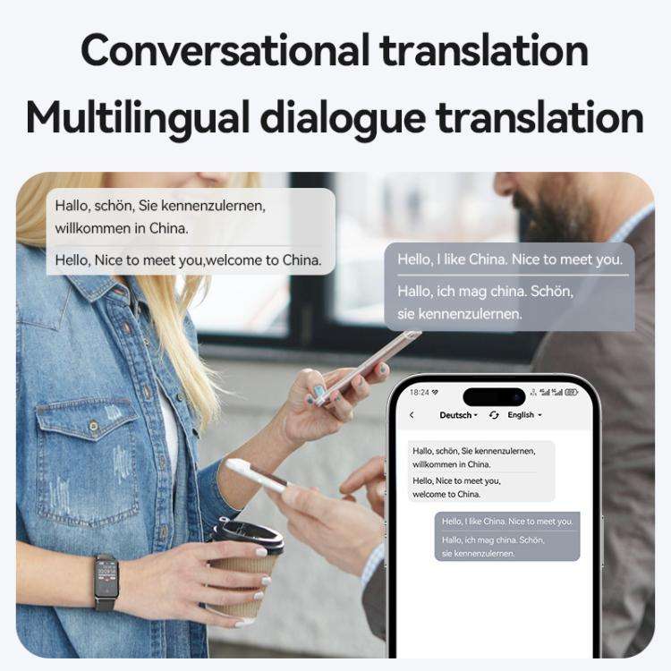 S18A 1.47-inch Screen AI Dialogue Translation Voice Recording Bracelet Support AIREC-APP, Memory:...