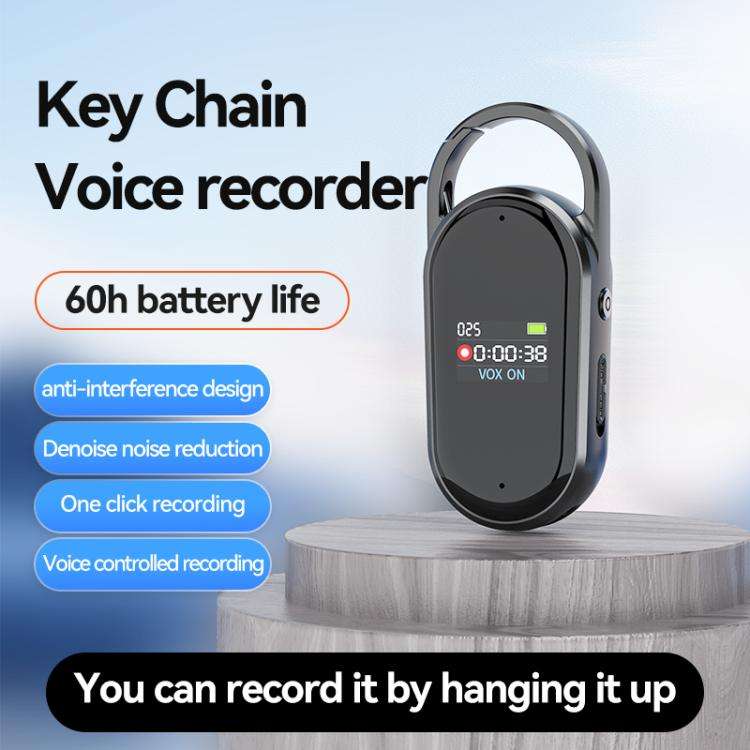 S29 0.42-inch TFT Display Portable Keychain Voice Recorder, Memory:32GB(Black)
