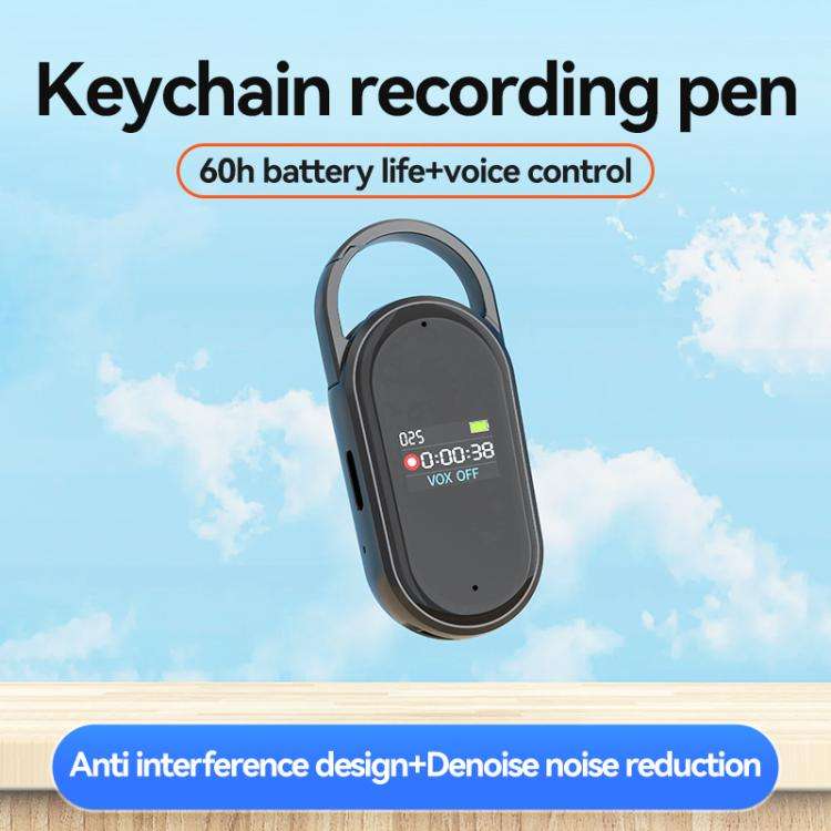 S29 0.42-inch TFT Display Portable Keychain Voice Recorder, Memory:32GB(Black)
